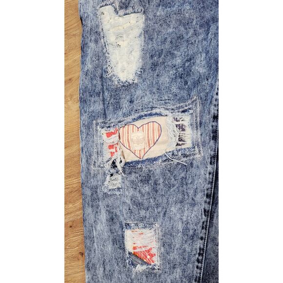 Boho patched plus size jeans lace 16 18 reworked upcycled patchwork diy eclectic - Picture 12 of 16